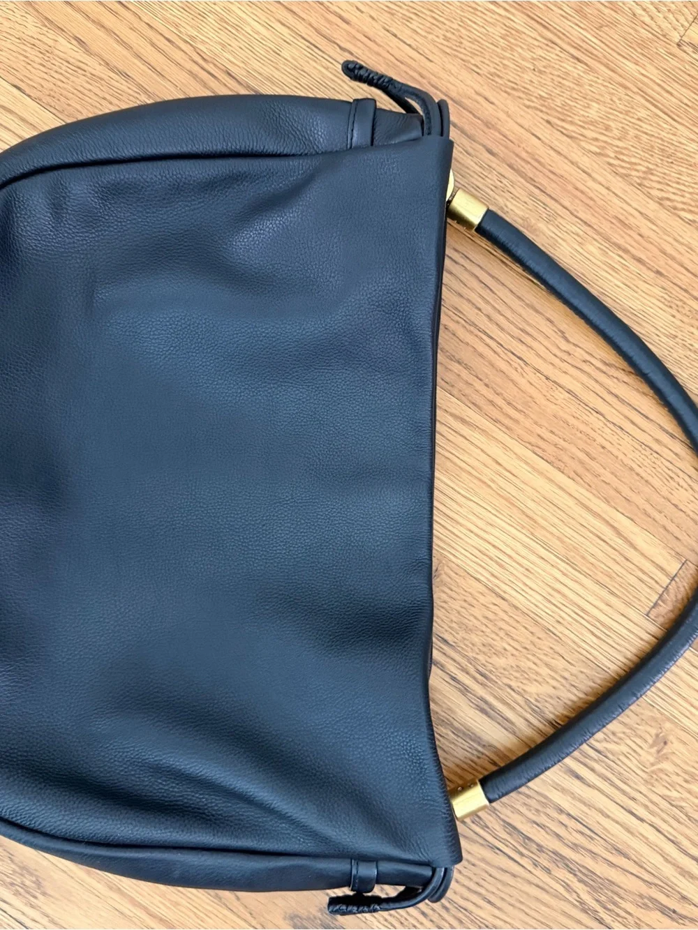 Abbicino Black Leather Hobo Bag with Gold Hardware - Women Bags